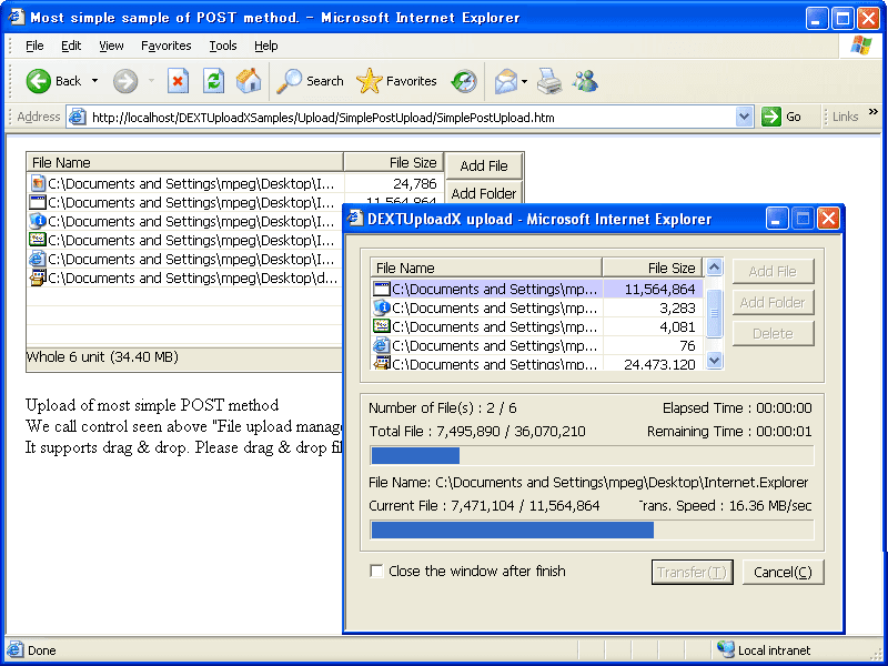 Add the ability to upload and download files to an IIS Web server.