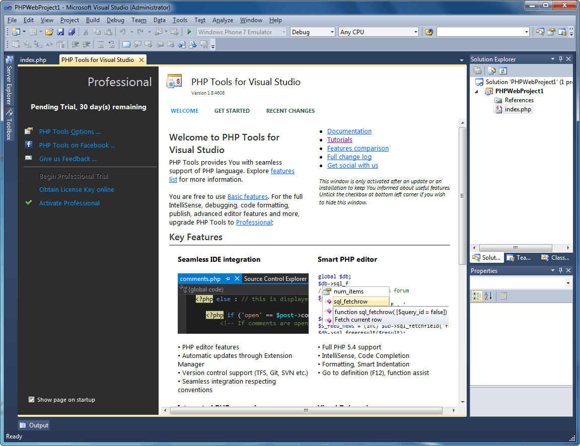 PHP Tools for Visual Studio released
