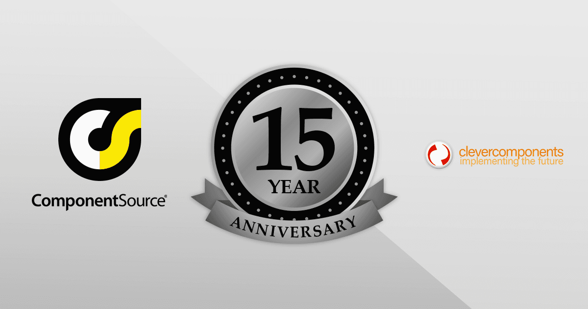 ComponentSource 与 Clever Components 庆祝 15 年合作伙伴关系