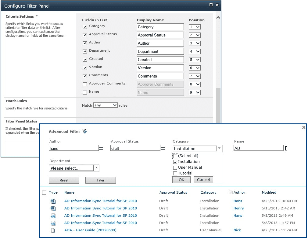 SharePoint List Advanced Filter released