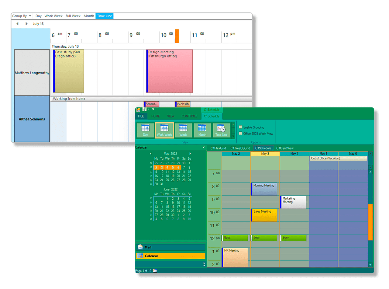 Easily integrate Microsoft Office-style scheduling into your applications with ComponentOne Scheduler for WinForms.