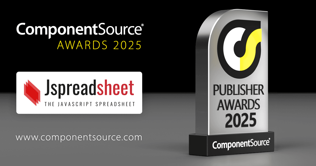 Jspreadsheet Wins ComponentSource Award
