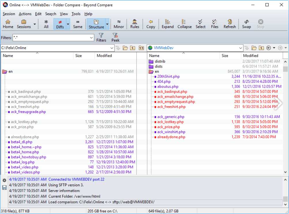 Compare files and folders on your Windows, Linux or macOS system.