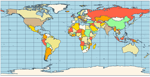 Equirectangular - projection that maps meridians to equally spaced vertical straight lines, and parallels to equally spaced horizontal straight lines.
