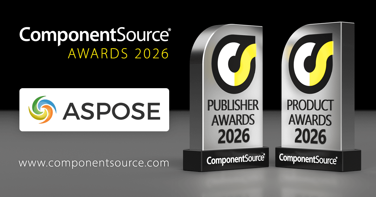 Aspose Wins 10 ComponentSource Awards