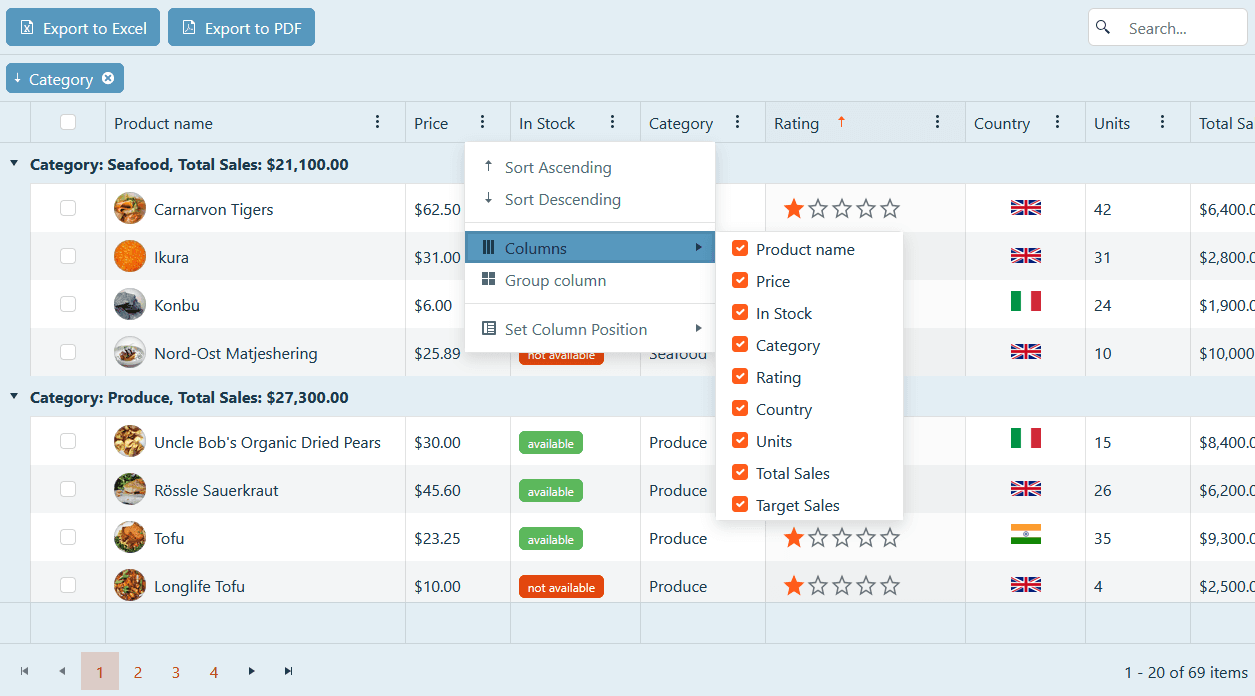 immagine del prodotto Telerik UI for ASP.NET Core Grid immagine del prodotto Telerik UI for ASP.NET Core Grid