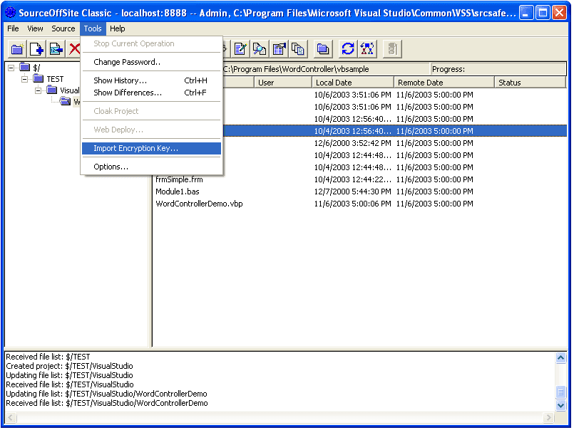 Import an encryption key to use for added security across networks.