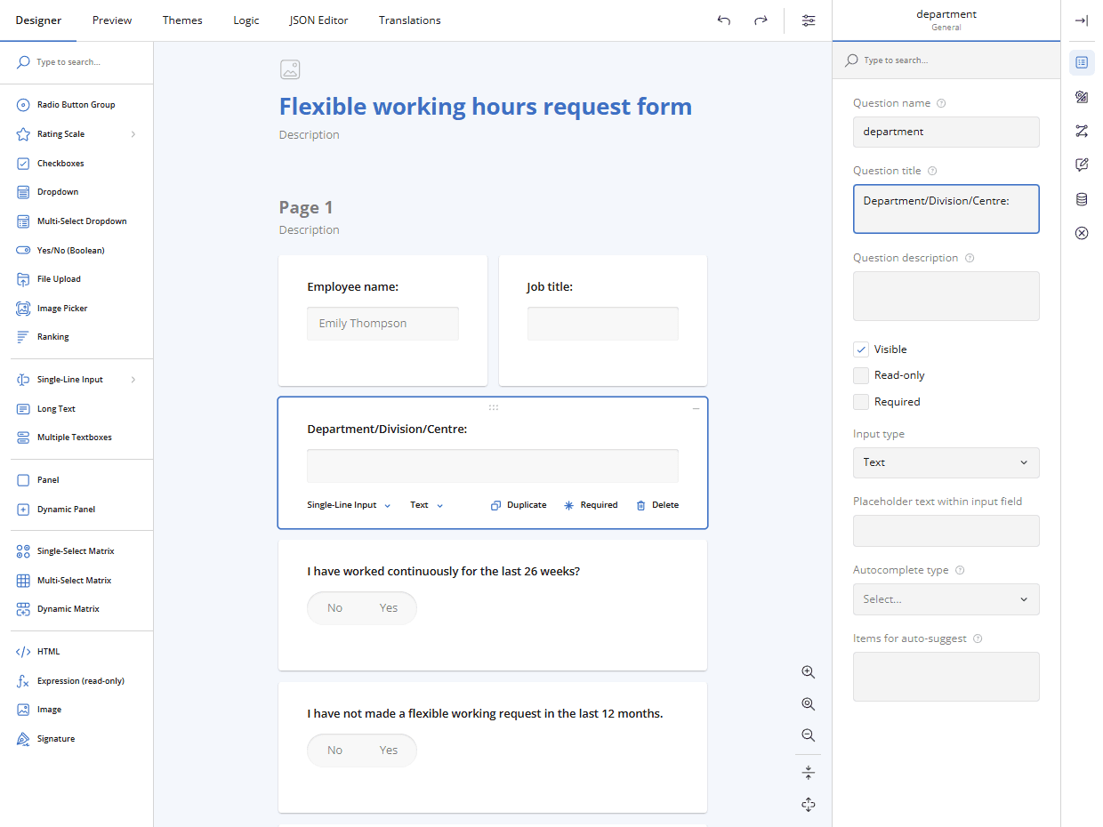 imagem do produto SurveyJS Survey Creator