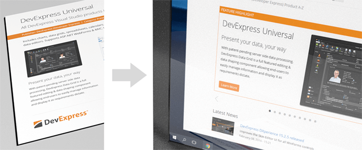 Catalog page and Web adverts