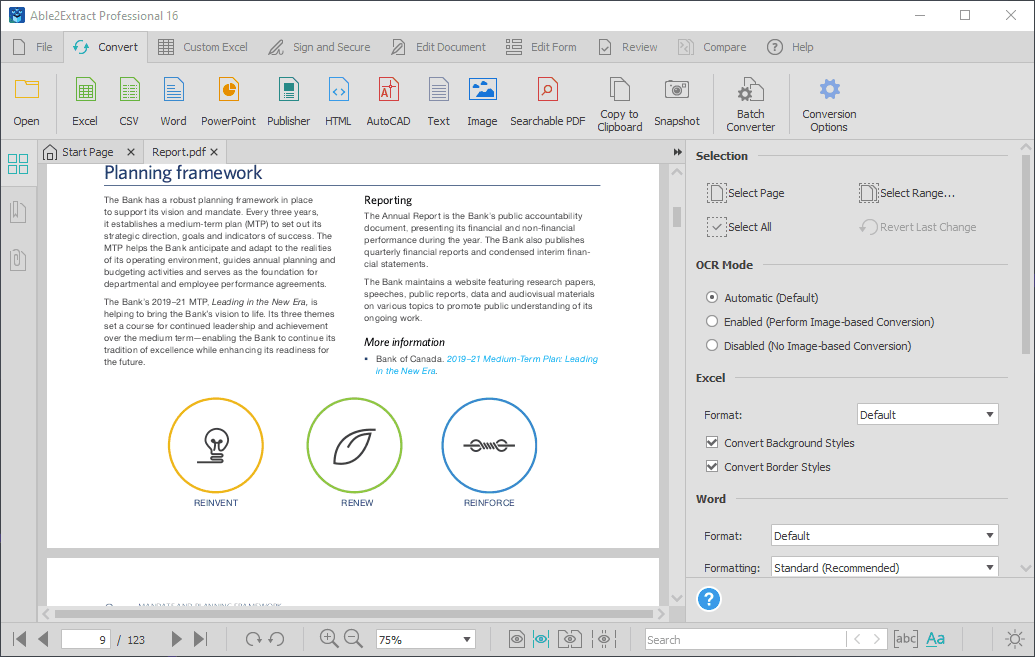 Convert, create, edit, OCR, compare and sign PDF documents.