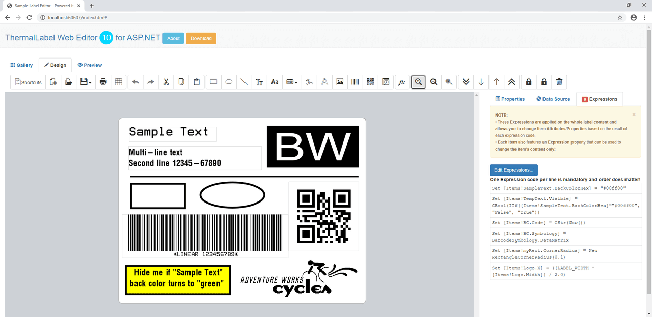 Allow your users to create thermal labels within your own ASP.NET Websites (MVC, WebForms and Core).