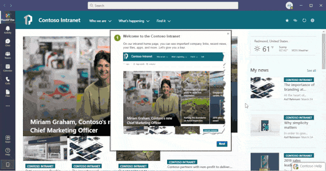Full featured training and support system that seamlessly integrates into your Viva Connections application.