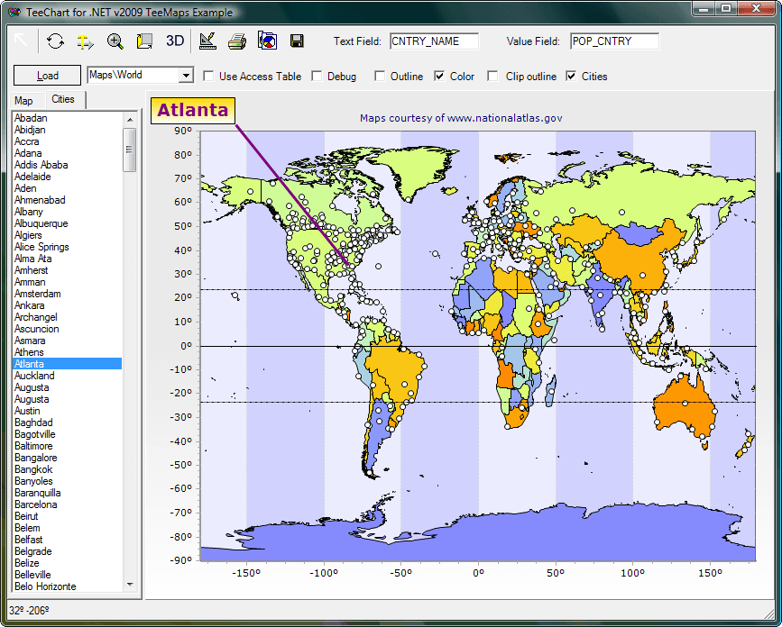 TeeChart includes Mapping with support for open standard map formats