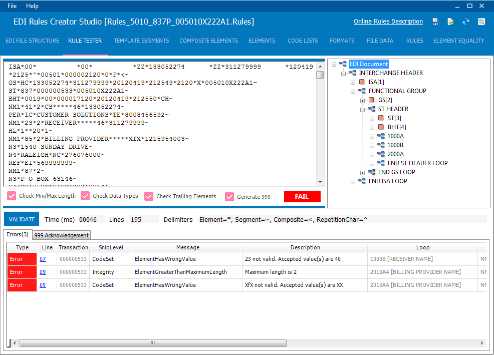 Create, view and validate EDI data using .NET or .NET Core.