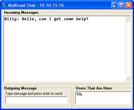 Use the Multicast capability of the UDP Control to communicate between users.