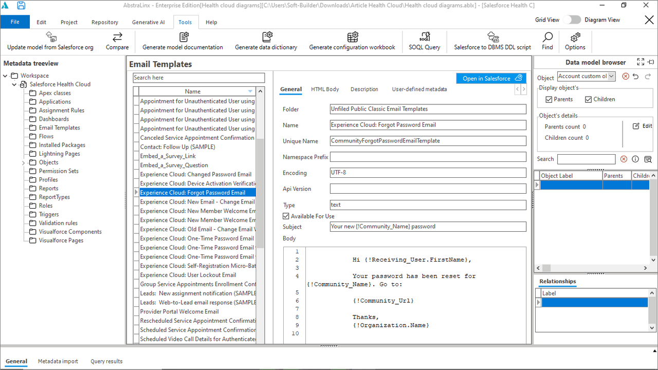 Email templates management form.