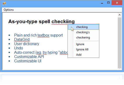 As-you-type and dialog spell checking for WPF applications.