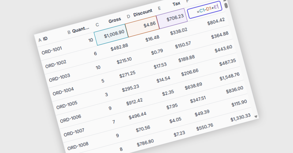 Add Spreadsheet-Style Calculations to Web Grids