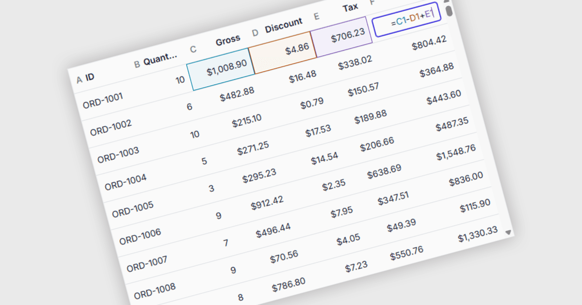 Add Spreadsheet-Style Calculations to Web Grids
