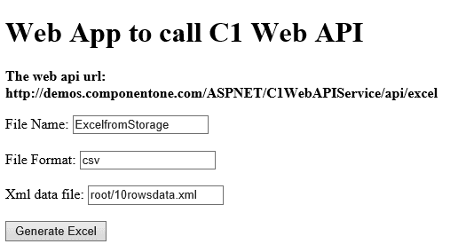 ComponentOne Web API Excel Service product image