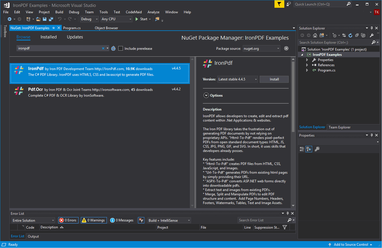 IronPDF for .NET 제품 이미지