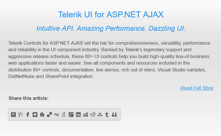 immagine del prodotto Telerik UI for ASP.NET AJAX SocialShare immagine del prodotto Telerik UI for ASP.NET AJAX SocialShare