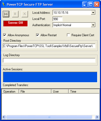 You can use the SecureFTP component to create a secure FTP server.