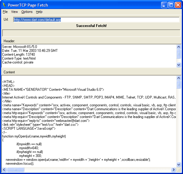 Create a simple HTTP application that fetches a web page