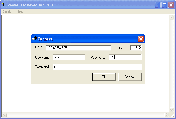 Use the Rexec component to execute a command on a remote host.