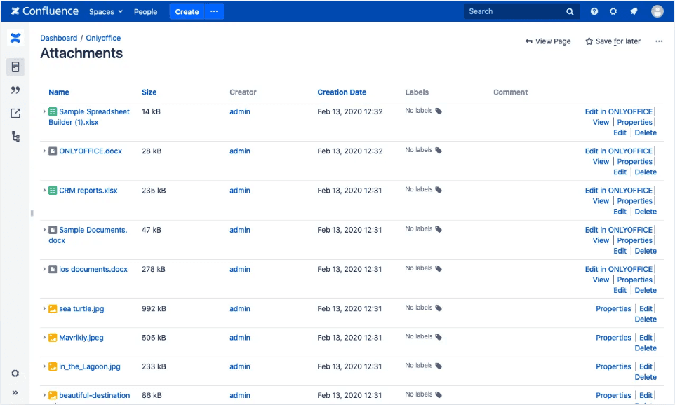 Work on all kinds of office documents within Confluence using ONLYOFFICE Docs.