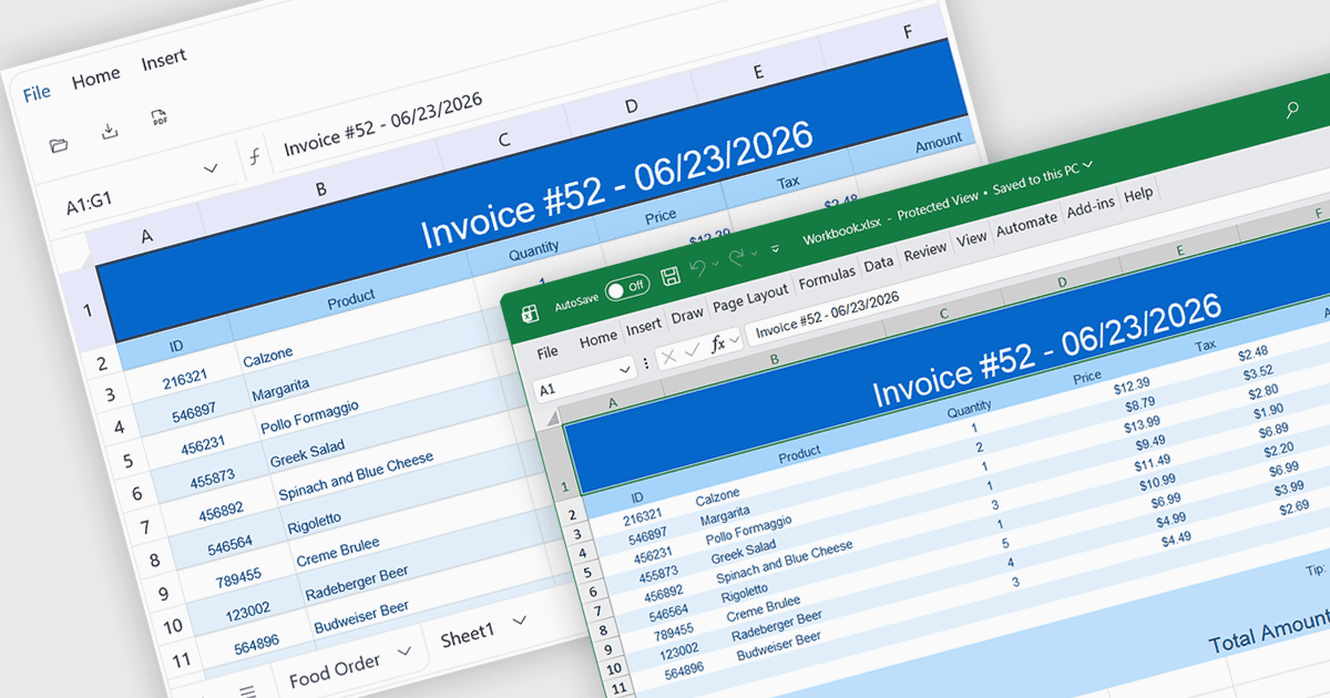 Save Spreadsheet Data as XLSX
