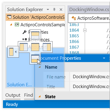 A complete docking tool window and multiple document interface solution.
