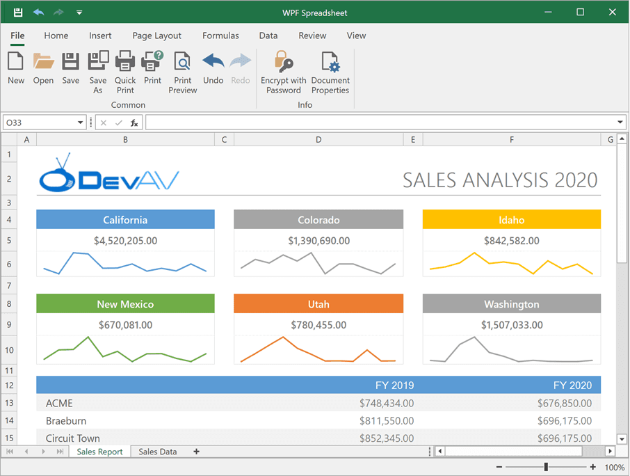 DevExpress WPF Spreadsheet product image DevExpress WPF Spreadsheet product image