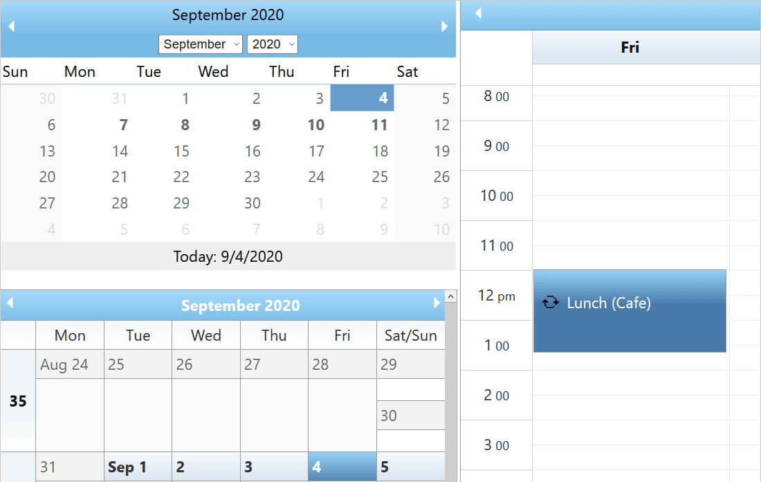 Infragistics Ultimate UI for ASP.NET Web Forms Month Calendar 제품 이미지