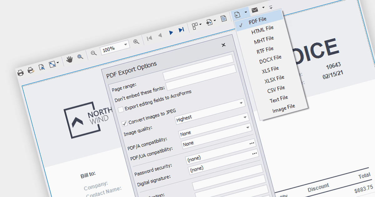 Export Reports to PDF in WinForms Apps