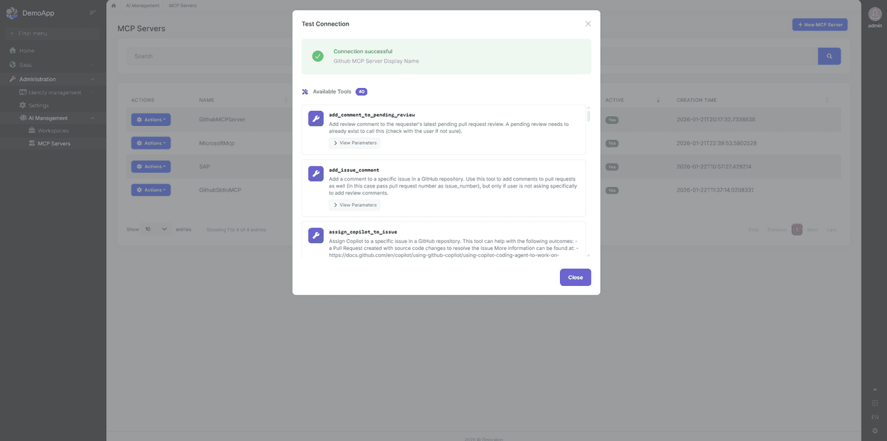 AI Management: MCP (Model Context Protocol) Support