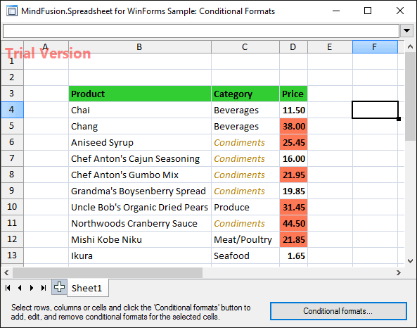 MindFusion.Spreadsheet for WinForms product image