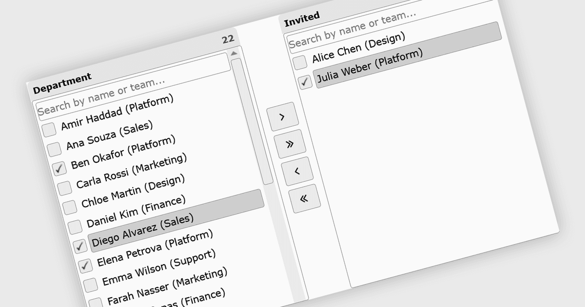 Simplify Item Selection with Dual Lists