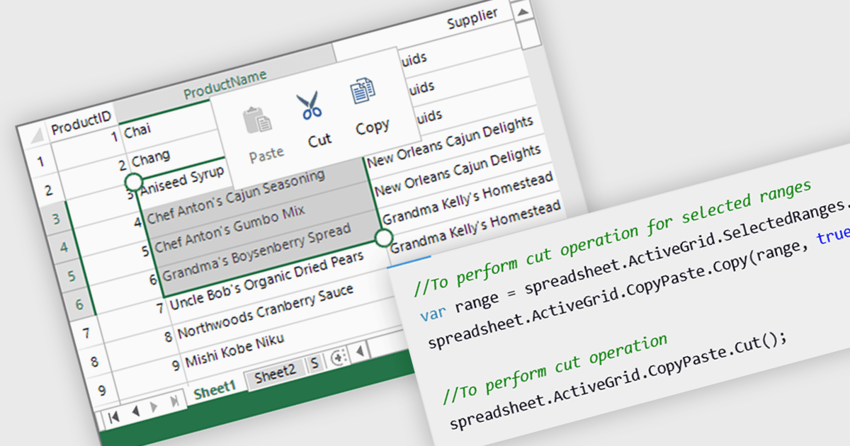 Allow Users To Cut, Copy and Paste Spreadsheet Data