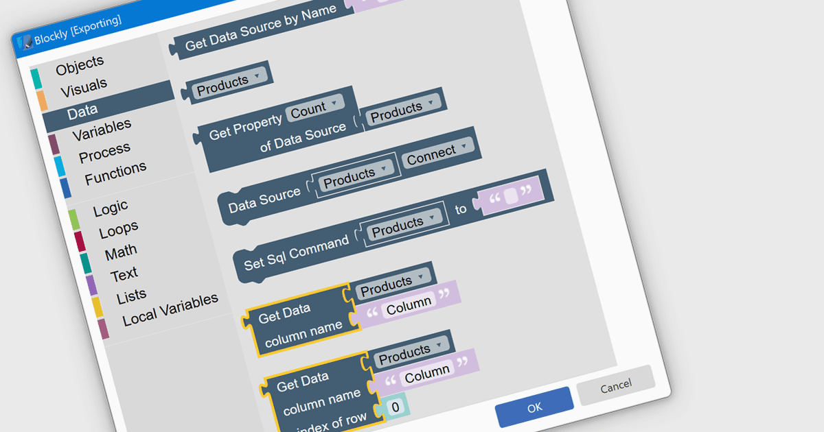 Estrai dati specifici per riga negli script Blockly
