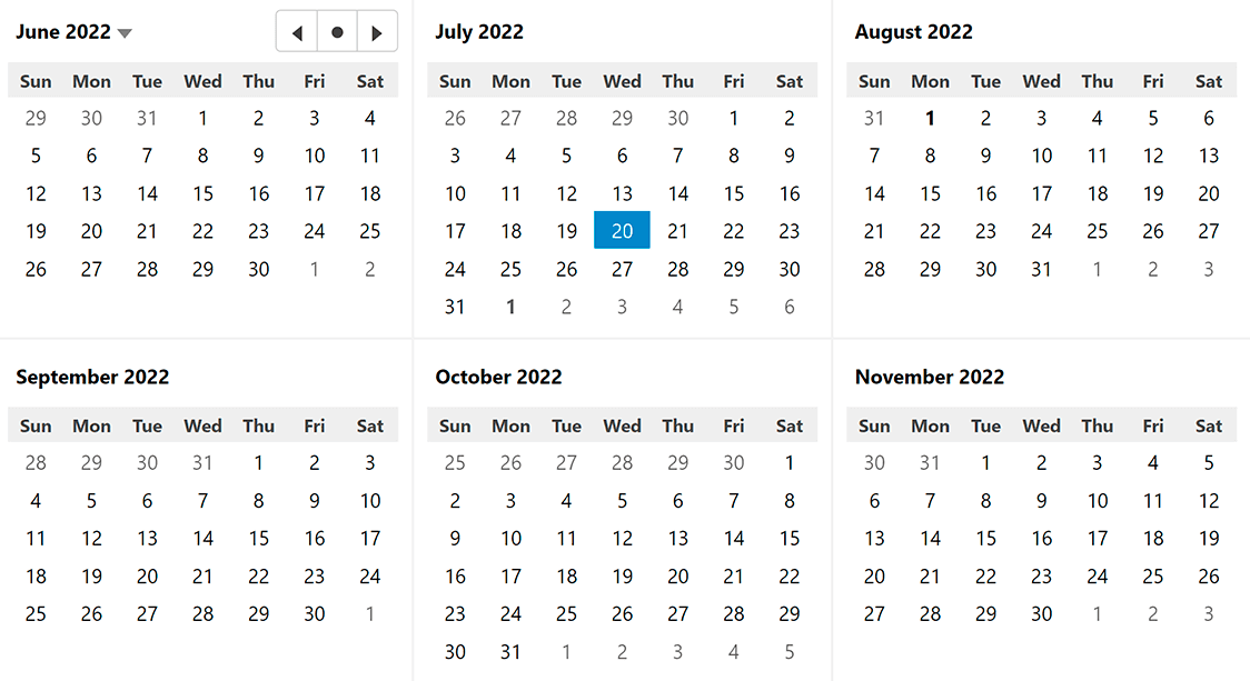 ComponentOne ASP.NET MVC Calendar Produktbild ComponentOne ASP.NET MVC Calendar Produktbild