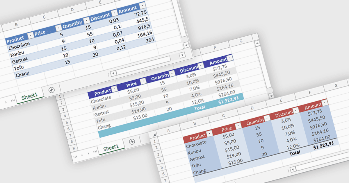 Organize Data with Structured Spreadsheet Tables