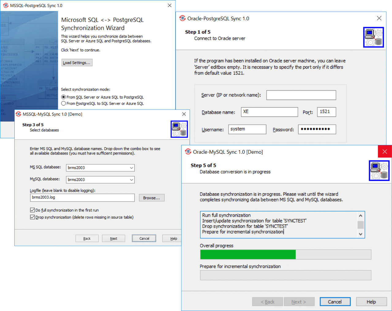Supports synchronization between different databases.