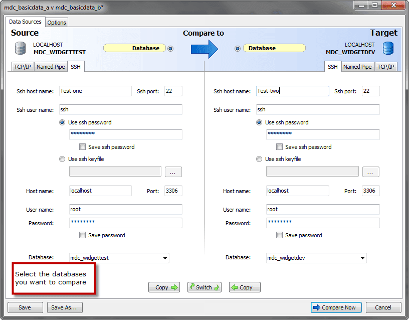 Compare and deploy MySQL schema changes.