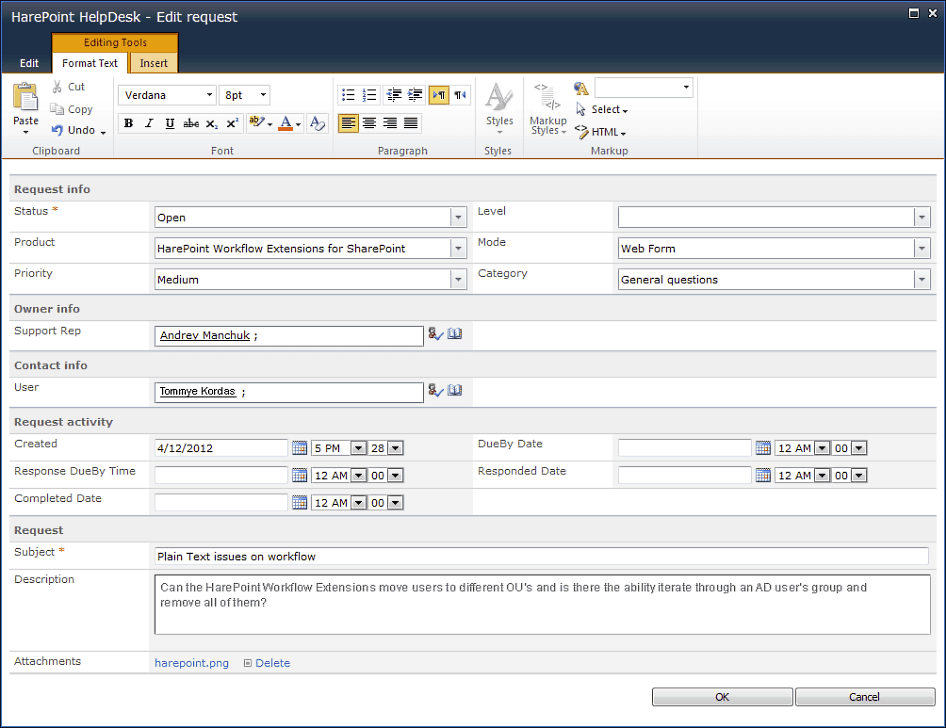 HarePoint HelpDesk for SharePoint 产品图片