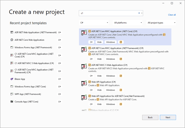 ComponentOne ASP.NET Core Project Templates product image