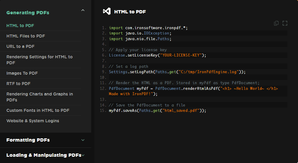 Create, edit and extract PDF content in Java, Kotlin, and Scala projects.
