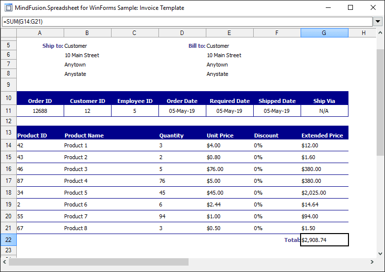 MindFusion.Spreadsheet for WinForms released