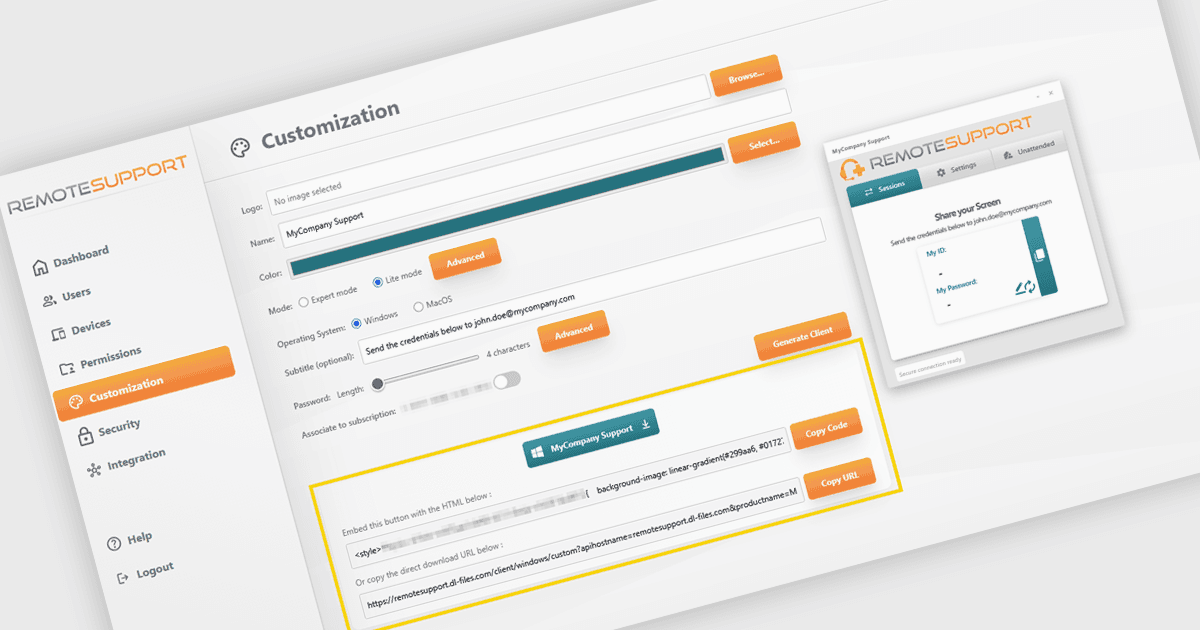 Embed Remote Support Using a Single HTML Tag