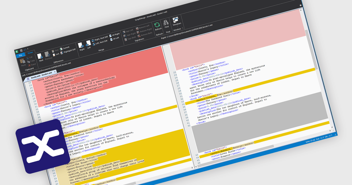 Confronta e unisci facilmente le modifiche XML